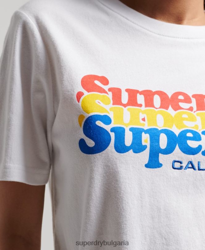 Superdry облекло N00H2225 бяло Жени винтидж тениска с надпис