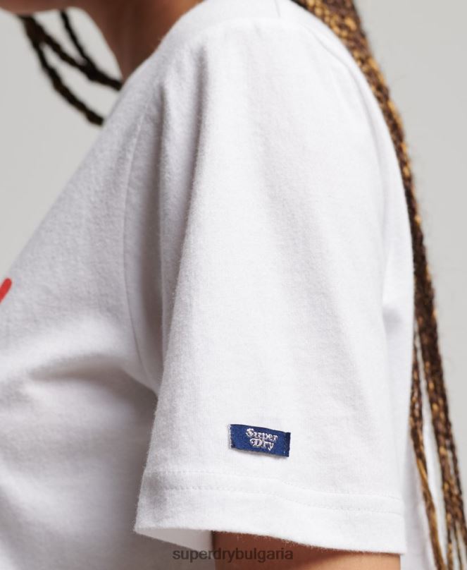 Superdry облекло N00H2225 бяло Жени винтидж тениска с надпис