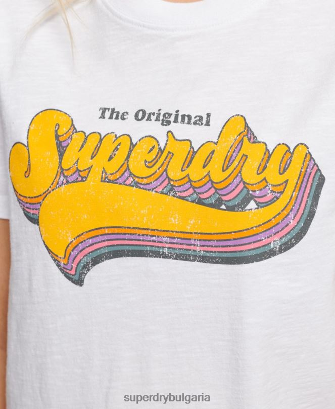 Superdry облекло N00H2226 бяло Жени ретро дъга тениска