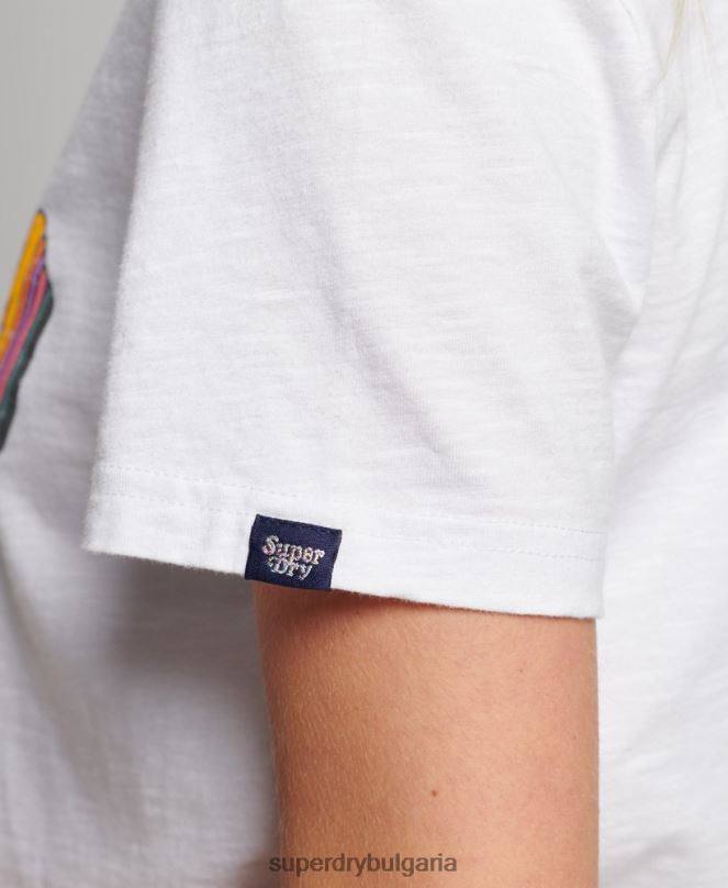 Superdry облекло N00H2226 бяло Жени ретро дъга тениска