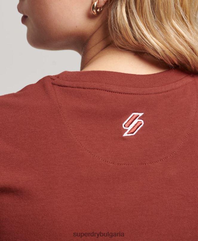 Superdry облекло N00H2233 червен Жени миниатюрна тениска с бродирана кодова графика