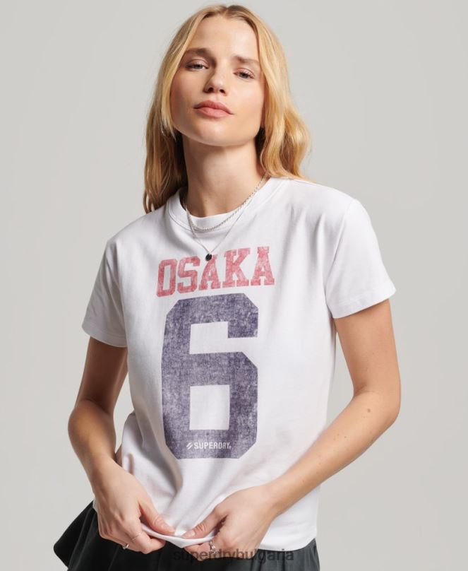 Superdry облекло N00H2240 бяло Жени графична тениска от 90-те