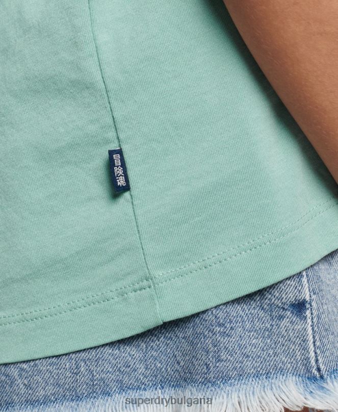 Superdry облекло N00H2246 светло синьо Жени ретро тениска с бродирано лого