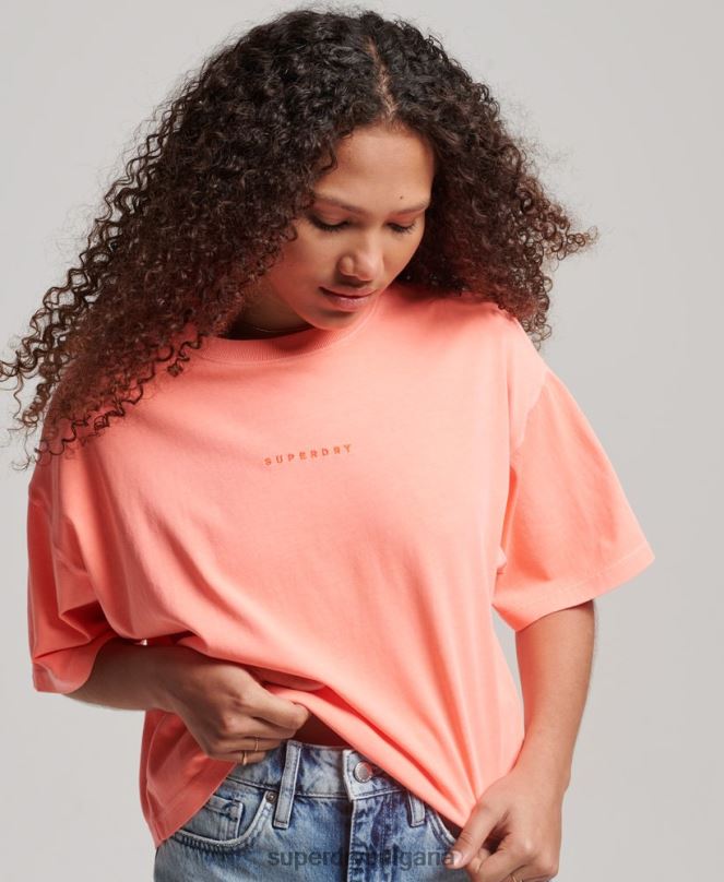 Superdry облекло N00H2248 корал Жени излишна микро овърсайз квадратна тениска
