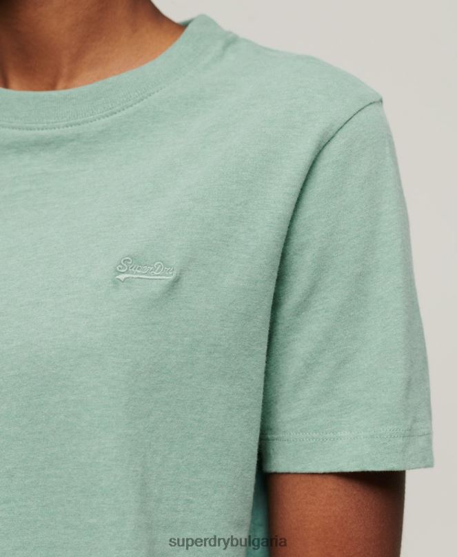 Superdry облекло N00H2250 зелено Жени ретро тениска с бродирано лого от органичен памук