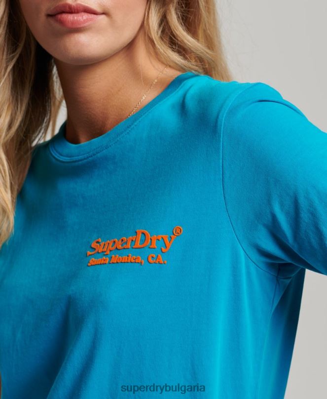 Superdry облекло N00H2255 син Жени ретро тениска за място