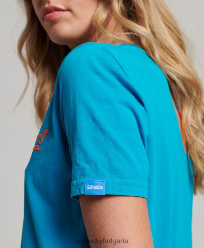 Superdry облекло N00H2255 син Жени ретро тениска за място
