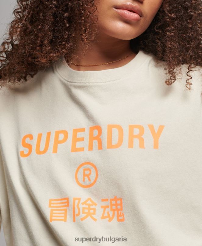 Superdry облекло N00H2259 бежово Жени спортна тениска от органичен памук