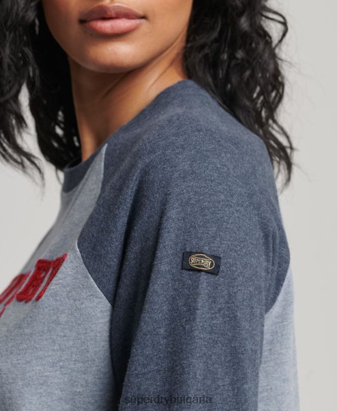 Superdry облекло N00H2266 син Жени горнище с дълъг ръкав с ретро лого