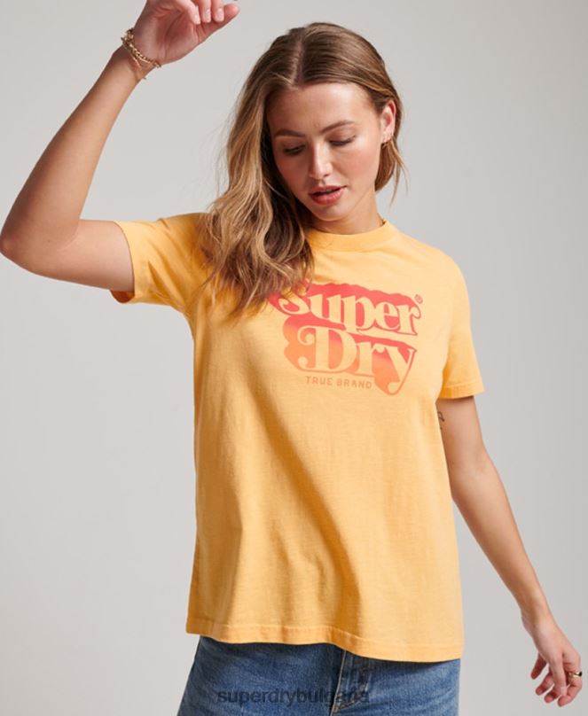 Superdry облекло N00H2267 жълто Жени винтидж тениска със сянка