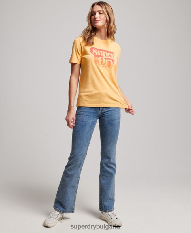 Superdry облекло N00H2267 жълто Жени винтидж тениска със сянка
