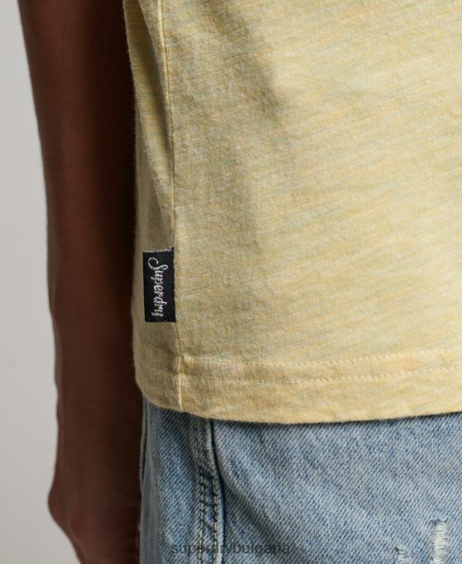 Superdry облекло N00H2279 жълто Жени ретро релефна тениска с лого