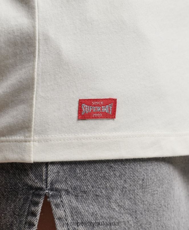 Superdry облекло N00H2291 бяло Жени колегиална тениска с реколта от органичен памук