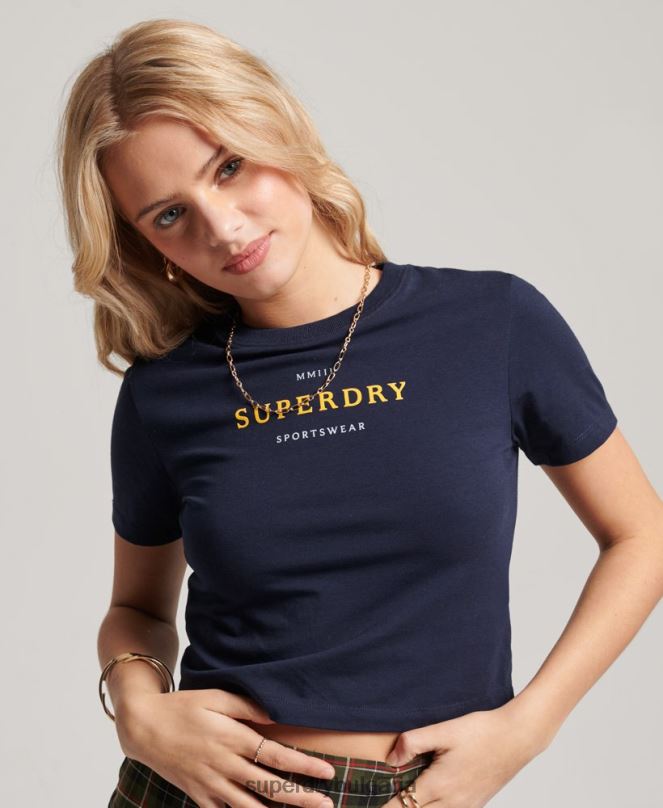 Superdry облекло N00H2296 военноморски флот Жени графична малка тениска