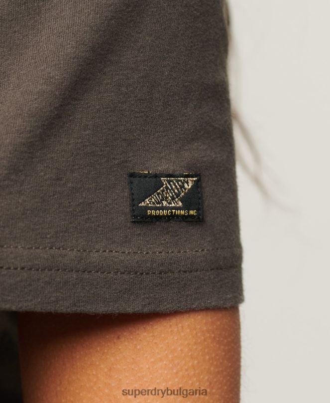 Superdry облекло N00H2297 тъмно сив Жени тениска с ретро лого