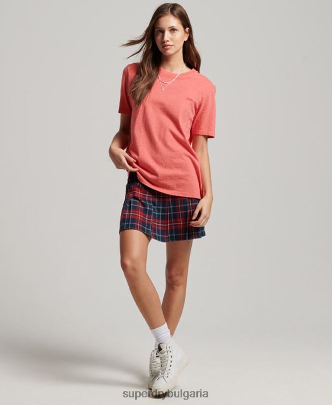 Superdry облекло N00H2306 корал Жени ретро тениска с бродирано лого от органичен памук