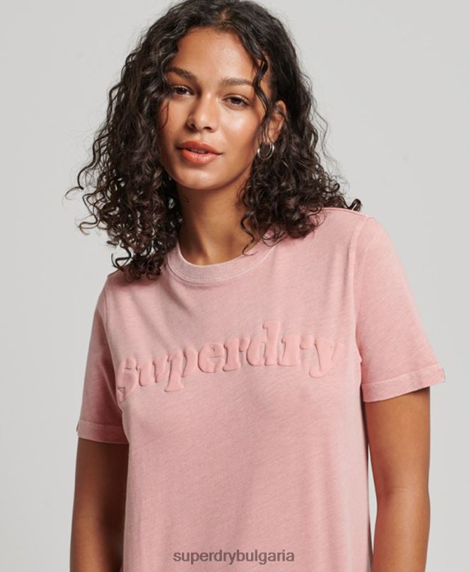 Superdry облекло N00H2307 розово Жени тениска с лого на Cooper Classic от 70-те