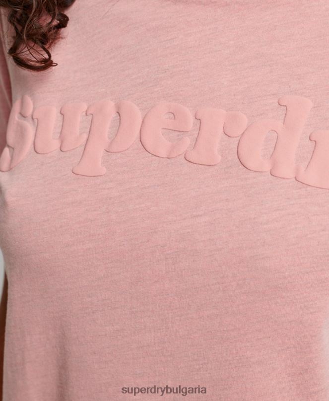 Superdry облекло N00H2307 розово Жени тениска с лого на Cooper Classic от 70-те