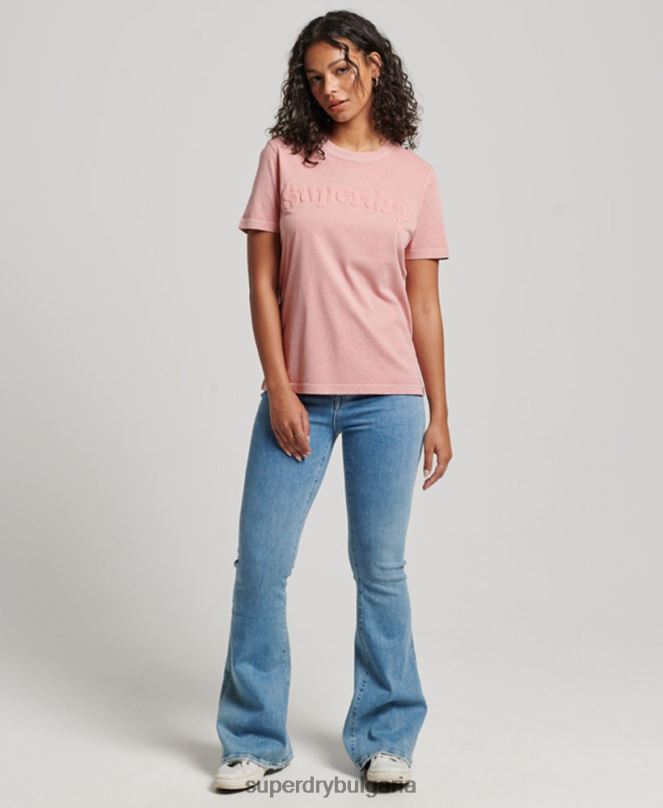 Superdry облекло N00H2307 розово Жени тениска с лого на Cooper Classic от 70-те