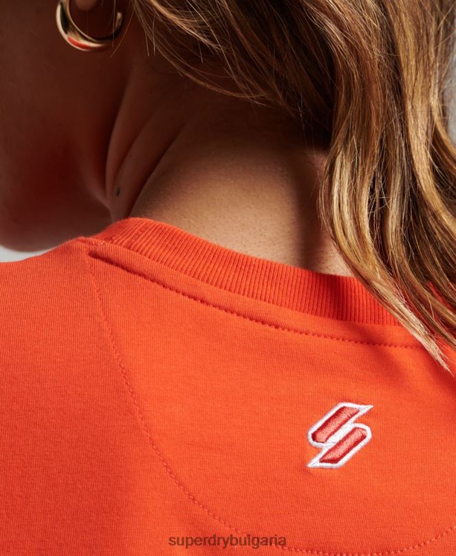 Superdry облекло N00H2318 оранжево Жени миниатюрна тениска с бродирана кодова графика