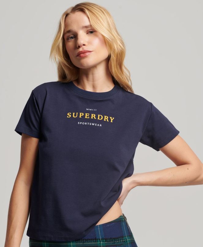 Superdry облекло N00H2614 военноморски флот Жени графична тениска от 90-те
