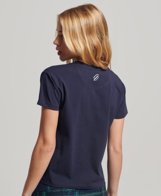 Superdry облекло N00H2614 военноморски флот Жени графична тениска от 90-те