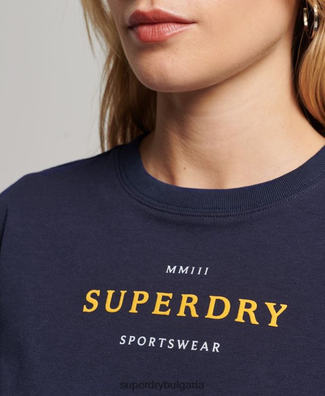 Superdry облекло N00H2614 военноморски флот Жени графична тениска от 90-те