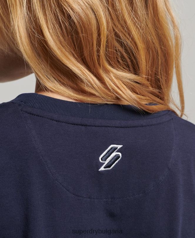 Superdry облекло N00H2614 военноморски флот Жени графична тениска от 90-те