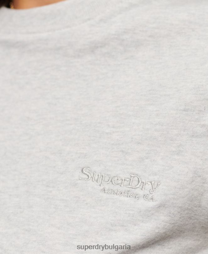 Superdry облекло N00H2617 светло сив Жени ретро тениска с капачка и ръкав с лого