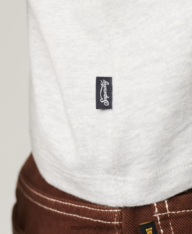 Superdry облекло N00H2617 светло сив Жени ретро тениска с капачка и ръкав с лого