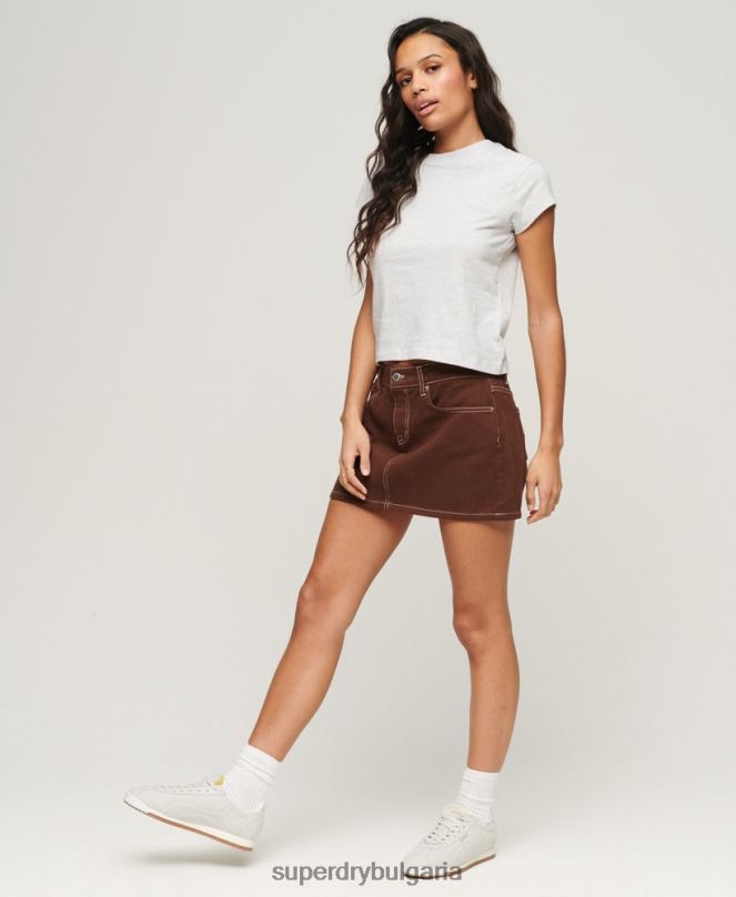Superdry облекло N00H2617 светло сив Жени ретро тениска с капачка и ръкав с лого