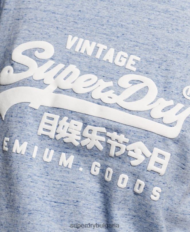 Superdry облекло N00H2619 син Жени ретро тениска с лого от органичен памук
