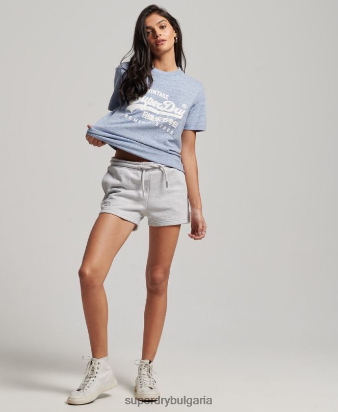 Superdry облекло N00H2619 син Жени ретро тениска с лого от органичен памук
