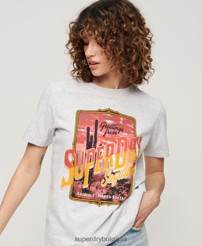 Superdry облекло N00H2622 сиво Жени сувенирна графична тениска за пътуване
