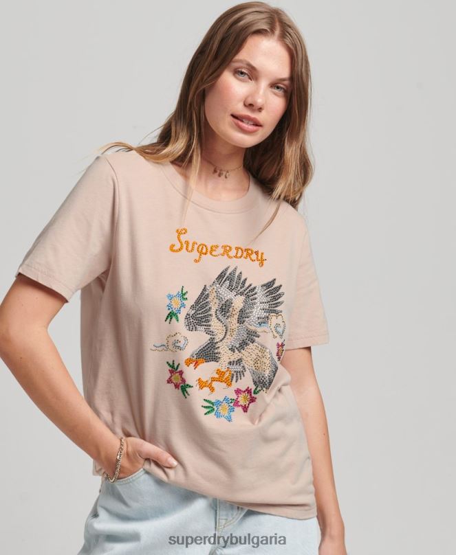 Superdry облекло N00H2624 розово Жени графична тениска suika