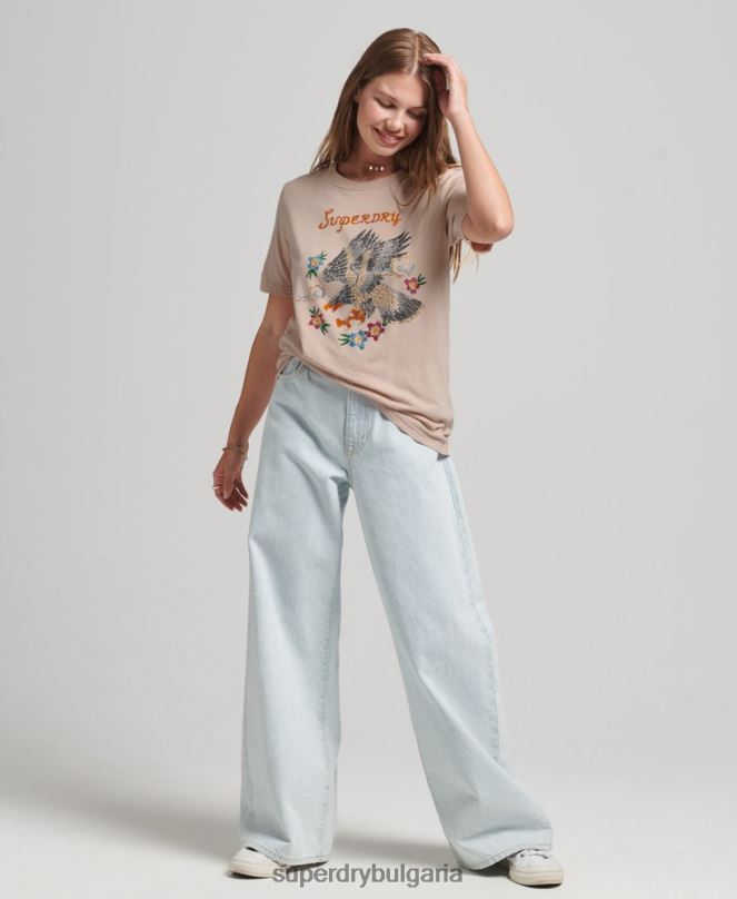 Superdry облекло N00H2624 розово Жени графична тениска suika