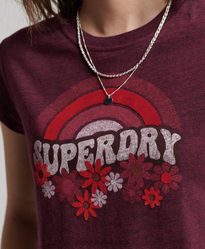 Superdry облекло N00H2626 червен Жени ретро тениска от 70-те