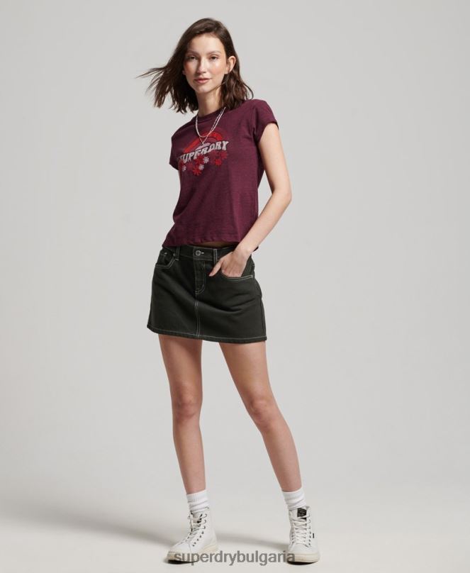 Superdry облекло N00H2626 червен Жени ретро тениска от 70-те