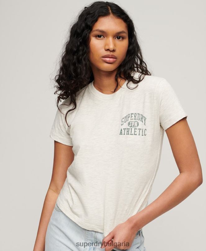 Superdry облекло N00H2629 бежово Жени атлетична тениска от 90-те