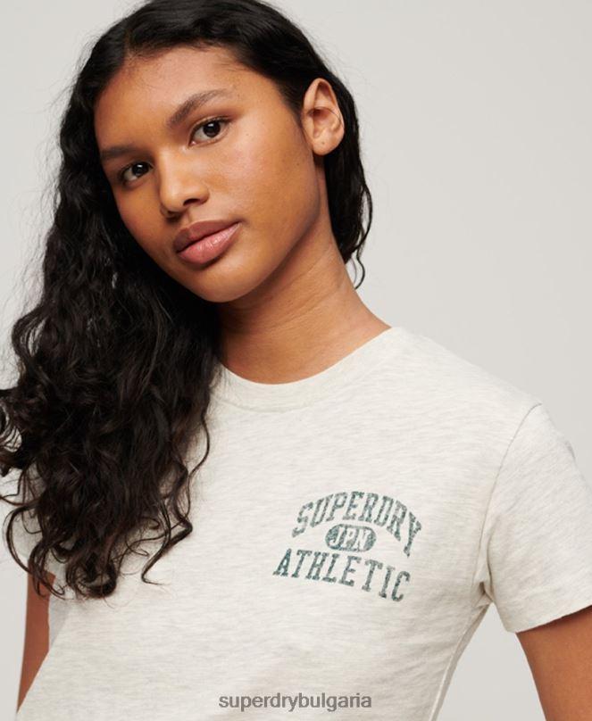 Superdry облекло N00H2629 бежово Жени атлетична тениска от 90-те