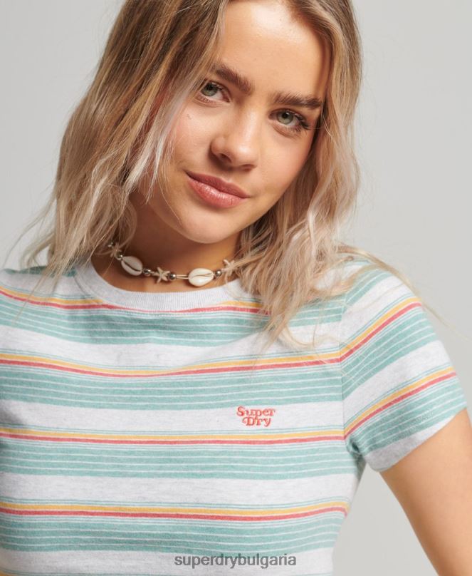 Superdry облекло N00H2635 червен Жени тениска с винтидж райета