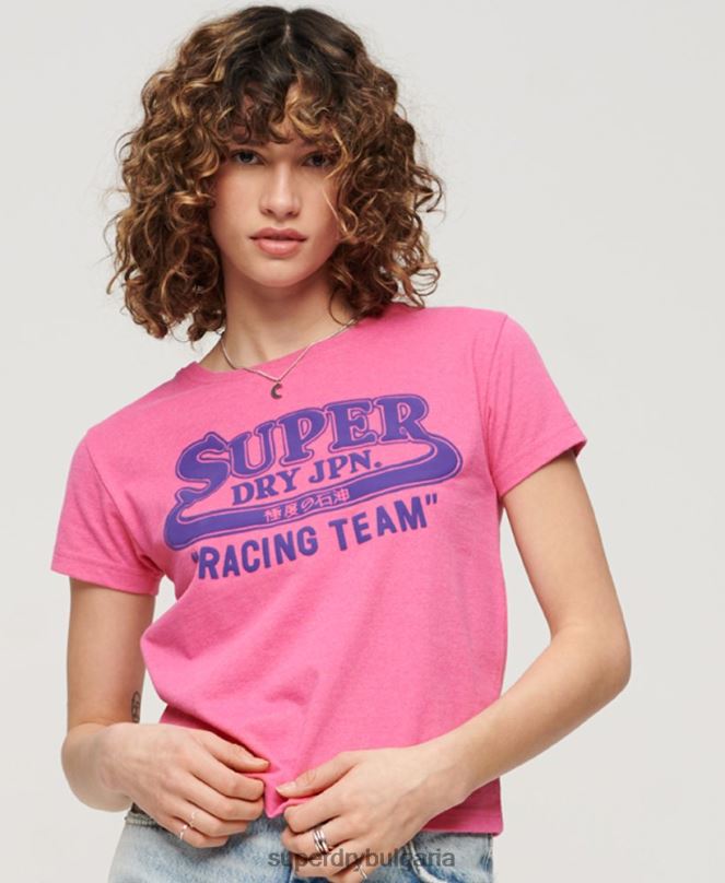 Superdry облекло N00H2636 розово Жени архивна неонова графична тениска