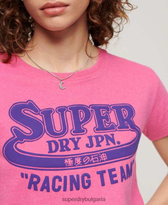 Superdry облекло N00H2636 розово Жени архивна неонова графична тениска