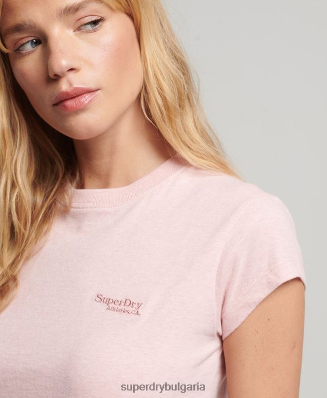Superdry облекло N00H2645 розово Жени ретро тениска с капачка и ръкав с лого