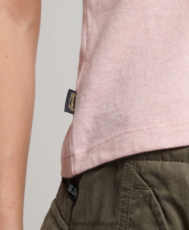 Superdry облекло N00H2645 розово Жени ретро тениска с капачка и ръкав с лого