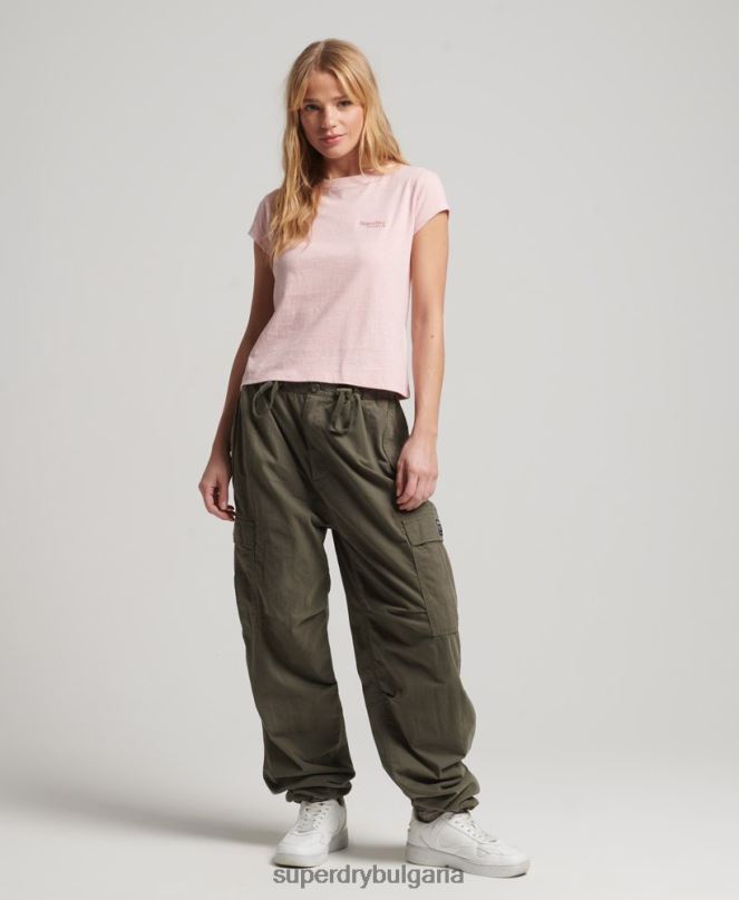 Superdry облекло N00H2645 розово Жени ретро тениска с капачка и ръкав с лого