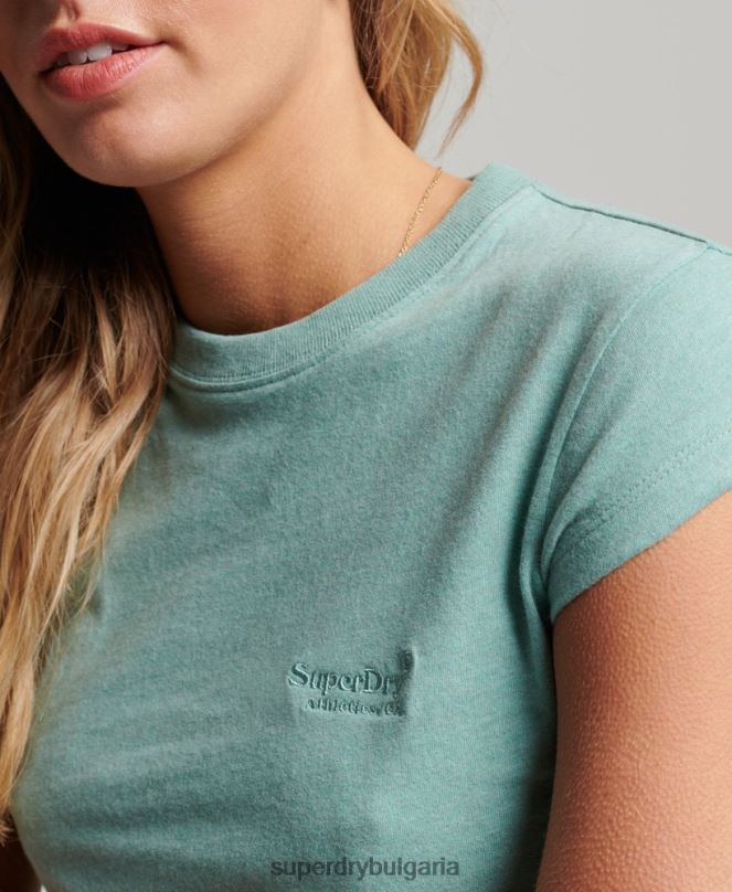 Superdry облекло N00H2646 зелено Жени ретро тениска с капачка и ръкав с лого