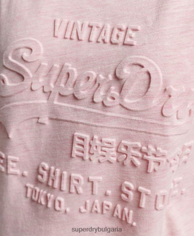 Superdry облекло N00H2647 розово Жени ретро релефна тениска с лого