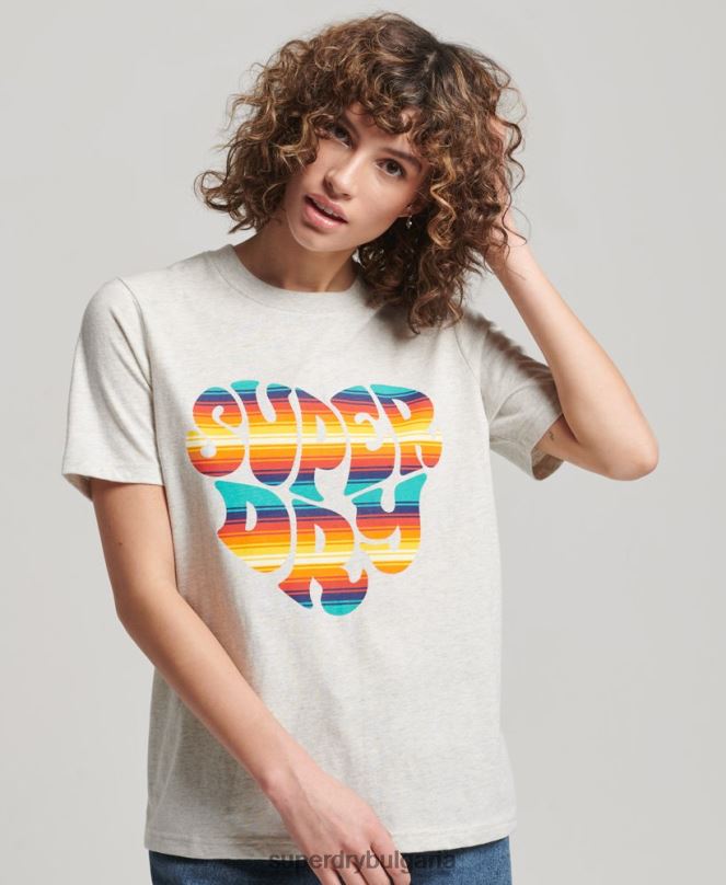 Superdry облекло N00H2648 сиво Жени винтидж тениска с надпис