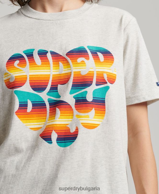 Superdry облекло N00H2648 сиво Жени винтидж тениска с надпис